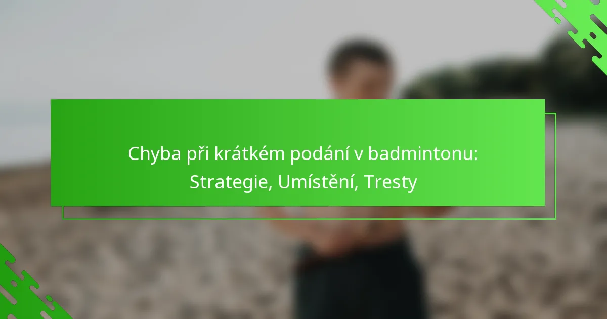 Chyba při krátkém podání v badmintonu: Strategie, Umístění, Tresty